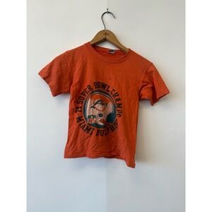 Vintage Miami Dolphins Shirt Kids Medium Orange NFL Football Super Bowl 1974 70s